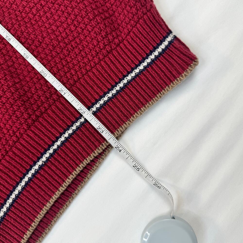 Vintage Golf Sweater Burgundy Red Knit V-Neck Embroidered Cotton USA Made Medium - Picture 13 of 13